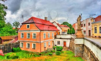 Traditional houses in the old town of Telc, Czech Republic. UNESCO heritage site