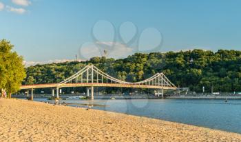 The Pedestrian Bridge across the Dnieper river in Kiev, the capital of Ukraine