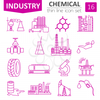 Chemical industry icon set. Thin line icon design. Vector illustration