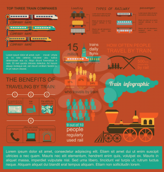 Railway infographic. Set elements for creating your own infographics. Vector illustration