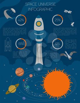 Space, universe graphic design. Infographic template. Vector illustration 