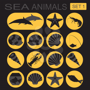 Sea animals icon. Vector illustration
