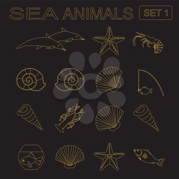 Sea animals icon. Vector illustration
