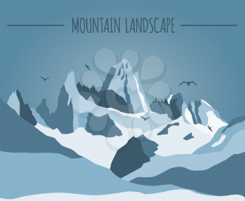 Mountain landscape graphic template. Vector illustration