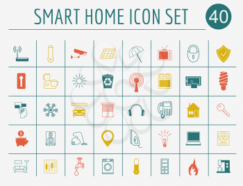 Smart house concept. Icon set. Flat style design. Vector illustration
