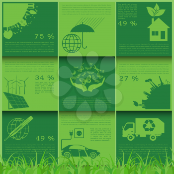 Environment, ecology infographic elements. Environmental risks, ecosystem. Template. Vector illustration