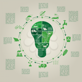 Environment, ecology infographic elements. Environmental risks, ecosystem. Template. Vector illustration