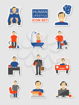 How much time we have. Lifetime elements. Icon set. Vector illustration