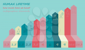 How much time we have. Lifetime elements. Infographic. Vector illustration
