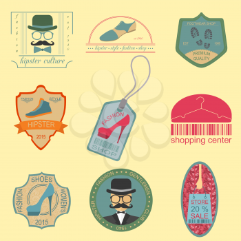 Set of vintage fashion and clothes style logos. Vector logo templates and badges 