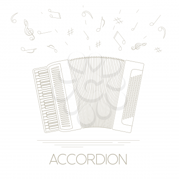 Musical instruments graphic template. Accordion. Vector illustration