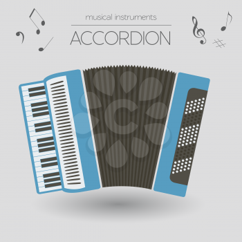 Musical instruments graphic template. Accordion. Vector illustration