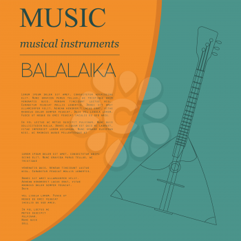 Musical instruments graphic template. Balalaika. Vector illustration