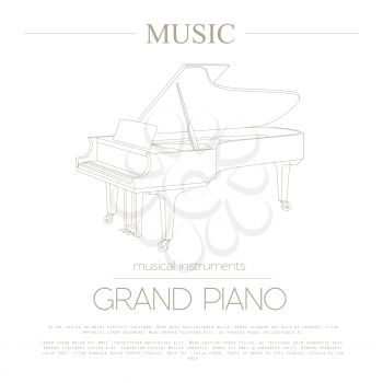 Musical instruments graphic template. Grand piano. Vector illustration