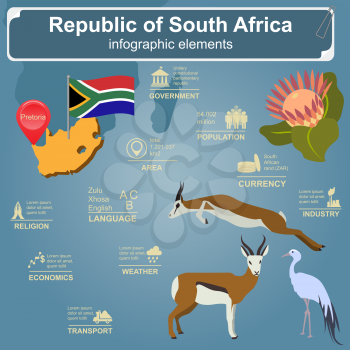 South Africa infographics, statistical data, sights. Vector illustration