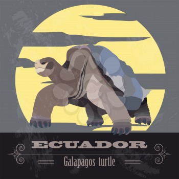 Ecuador landmarks. Retro styled image. Vector illustration