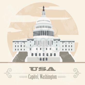USA landmarks. Retro styled image. Vector illustration