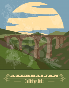 Azerbaijan landmarks. Retro styled image. Vector illustration