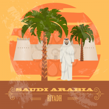 Saudi Arabia. Retro styled image. Vector illustration