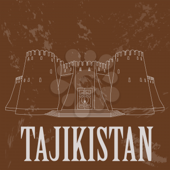 Tajikistan landmarks. Retro styled image. Vector illustration