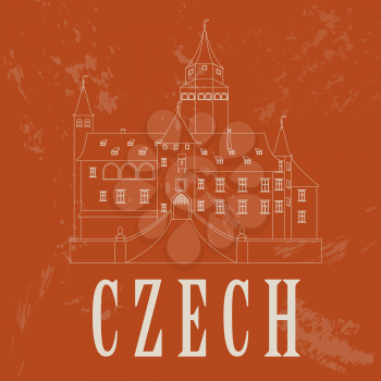 Czech landmarks. Retro styled image. Vector illustration
