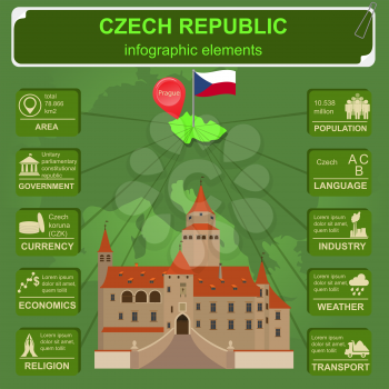 Czech  infographics, statistical data, sights. Vector illustration