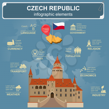 Czech  infographics, statistical data, sights. Vector illustration