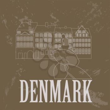 Denmark landmarks. Retro styled image. Vector illustration