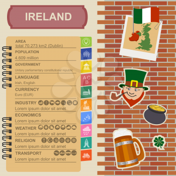 Ireland infographics, statistical data, sights. Vector illustration