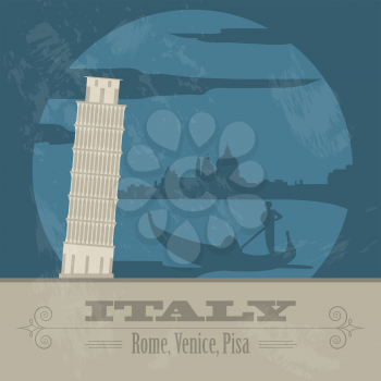 Italian Republic landmarks. Retro styled image. Vector illustration