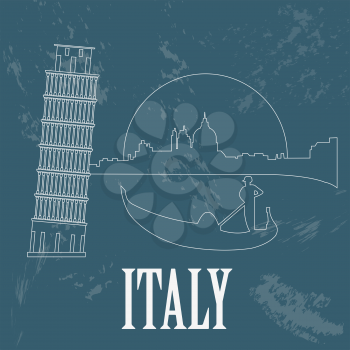 Italian Republic landmarks. Retro styled image. Vector illustration