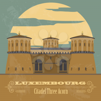 Luxembourg landmarks. Retro styled image. Vector illustration