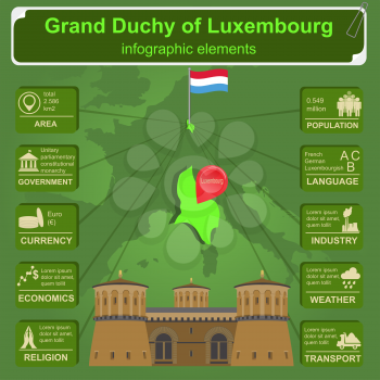 Luxembourg infographics, statistical data, sights. Vector illustration