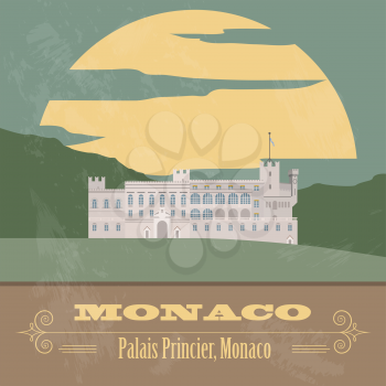 Monaco landmarks. Retro styled image. Vector illustration
