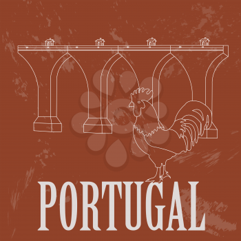 Portugal  landmarks. Retro styled image. Vector illustration