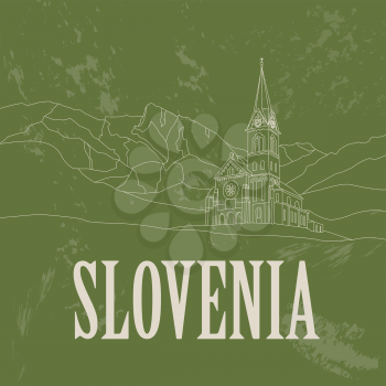 Slovenia landmarks. Retro styled image. Vector illustration