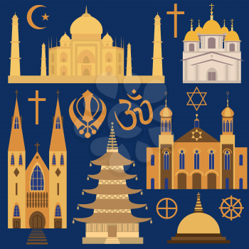 Religion icon set. Vector illustration