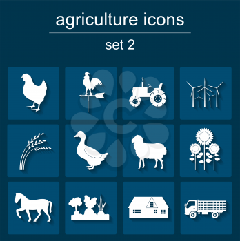 Set agriculture, animal husbandry icons. Vector illustration