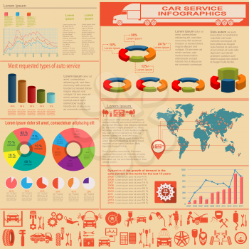 Car service, repair Infographics. Vector illustration