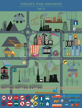 Industry map elements for generating your own infographics, maps. Vector illustration
