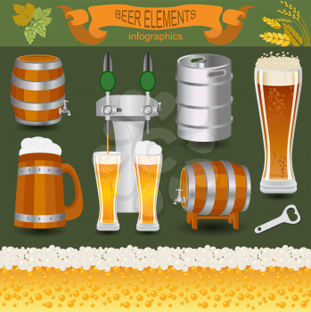 Beer infographics, set elements, for creating your own infographics. Vector illustration