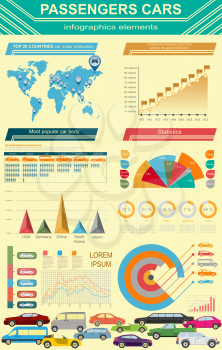 Passenger car, transportation infographics.  Vector illustration