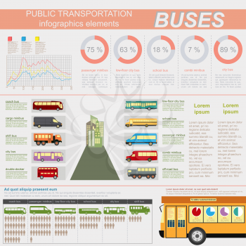 Public transportation ingographics. Buses. Vector illustration