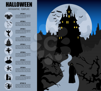 Halloween infographic template. Flat icons. Vector illustration