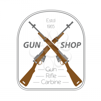 Firearm logo template. Guns, rifles badge. Flat design. Vector illustration