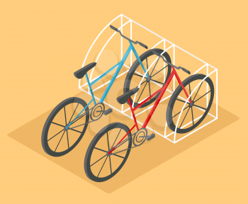 Flat 3d isometric bicycle for city map transportation constructor isolated on white. Build your own infographic collection. Vector illustration