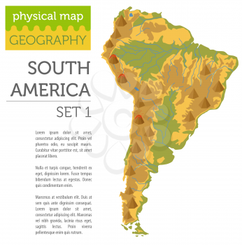South America physical map elements. Build your own geography info graphic collection. Vector illustration