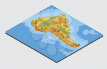 Isometric 3d South America physical map elements. Build your own geography info graphic collection. Vector illustration