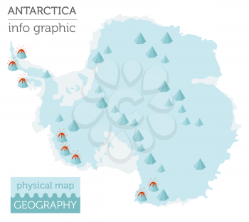 Antarctica physical map elements. Build your own geography info graphic collection. Vector illustration