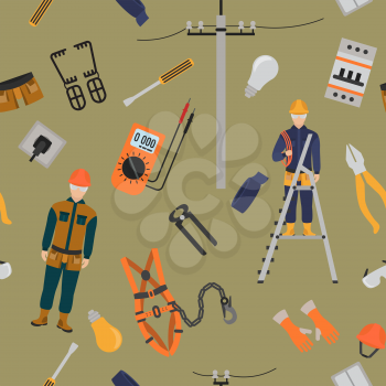Profession and occupation set. Electrician tools and equipment. Uniform flat design icon. Vector illustration 